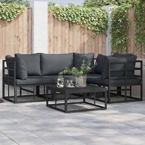Garten-Sofa-Set 4 pcs Schwarz 213 x 143 x 71 cm Aluminium Lounge Möbel Outdoor Sitzgruppe für Garten Terrasse Balkon Garten-Sofa-Set 4 pcs Schwarz 213 x 143 x 71 cm Aluminium Lounge Möbel Outdoor Sitzgruppe für Garten Terrasse Balkon von Tidyard