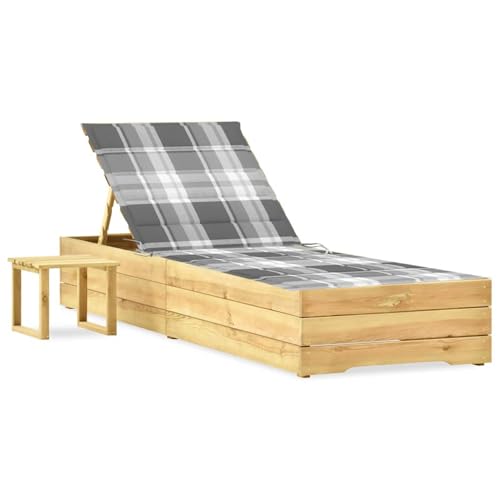 Garten-Sonnenliege mit Tisch und Auflage Kiefer Imprägniert, Gartenliegestuhl Strandliege Relaxliege für Strand Garten Terrasse Camping3065938 Garten-Sonnenliege mit Tisch und Auflage Kiefer Imprägniert, Gartenliegestuhl Strandliege Relaxliege für Strand Garten Terrasse Camping3065938 von Tidyard