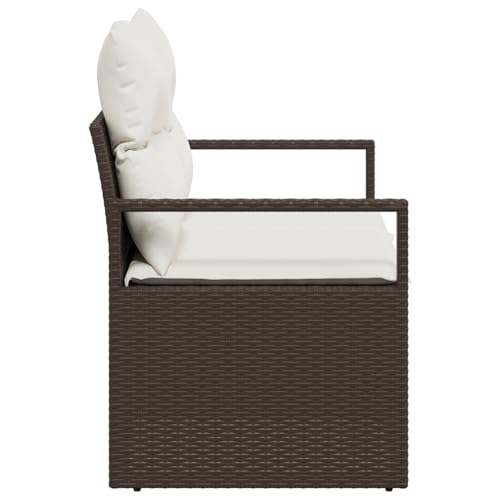Gartensofa 2-Sitzer mit Stauraum und Kissen Braun Poly Rattan Lounge Möbel Outdoor Sitzgruppe für Garten Terrasse und Balkon von Tidyard