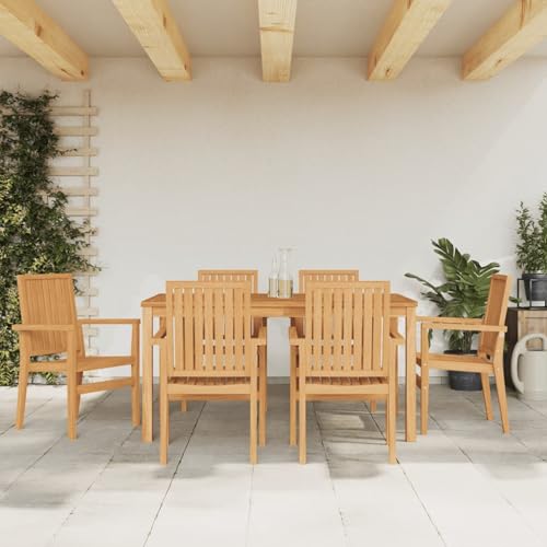 Gartenstühle 6 STK. Stapelbar 56,5x57,5x91 cm Massivholz Teak, Gartenstühle Terrassenstuhl für Garten Pool Terrasse Esszimmer Gartenmöbel3157902 von Tidyard