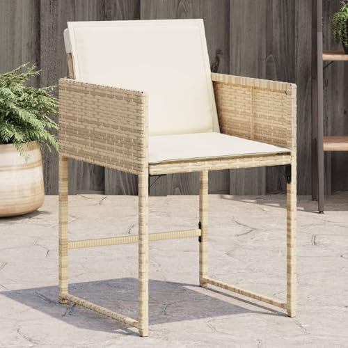 Gartenstühle mit Kissen 4 STK. Beige Poly Rattan, Gartenstühle Terrassenstuhl für Garten Pool Terrasse Esszimmer Gartenmöbel365004 von Tidyard