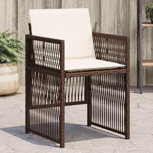 Gartenstühle mit Kissen 4 STK. Braun Poly Rattan, Gartenstühle Terrassenstuhl für Garten Pool Terrasse Esszimmer Gartenmöbel364969 von Tidyard