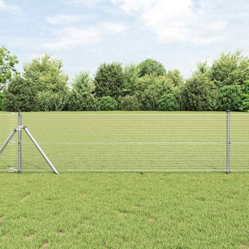Geschweißter Drahtzaun mit 7 Pfosten 0.6x10 m Verzinkter Stahl, Zaunstangen Stahlpfosten Forstpfähle für Weidezaun Terrasse Drahtzaun3351564 von Tidyard
