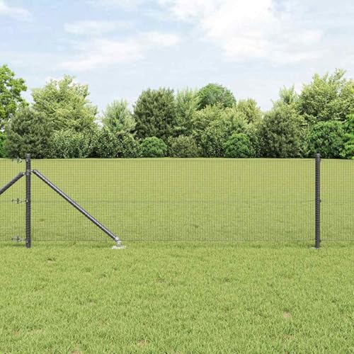 Graues Zaunpfosten Set 2er Set Grau Verzinkter Stahl 10 x 0.5 m, Zaunstangen Stahlpfosten Forstpfähle für Weidezaun Terrasse Drahtzaun3352152 von Tidyard