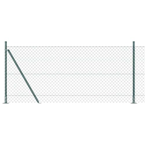 Kettengliedzaun mit 7 Flanschpfosten 0,8 x 10 m aus galvanisiertem Stahl, Zaunstangen Stahlpfosten Forstpfähle für Weidezaun Terrasse Drahtzaun3351228 von Tidyard