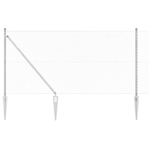 Kettenzaun mit 7 Spike-Posts 1,2 x 10 m Verzinkter Stahl, Zaunstangen Stahlpfosten Forstpfähle für Weidezaun Terrasse Drahtzaun3351206 von Tidyard