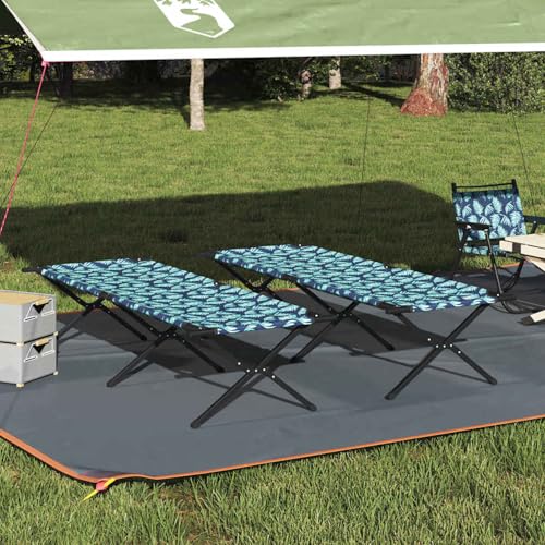 Klapp-Sonnenliegen 2er Set mit Tragetasche Blattmuster 600D Oxford-Gewebe, Gartenliegestuhl Strandliege Relaxliege für Strand Garten Terrasse Camping42003197 von Tidyard