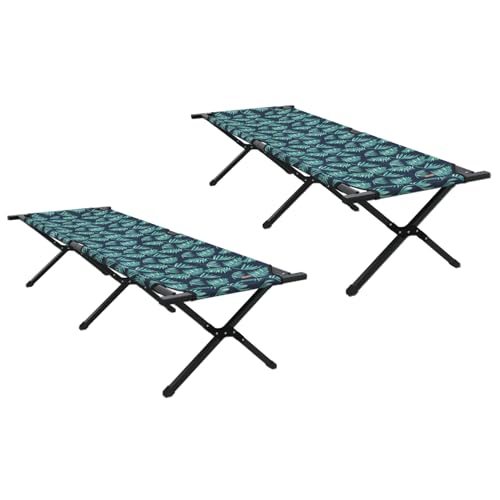 Klappbare Sonnenbetten 2 Stück mit Tragetasche Blattmuster 600D Oxford-Stoff Gartenliegestuhl Strandliege für Strand Garten Terrasse Camping von Tidyard