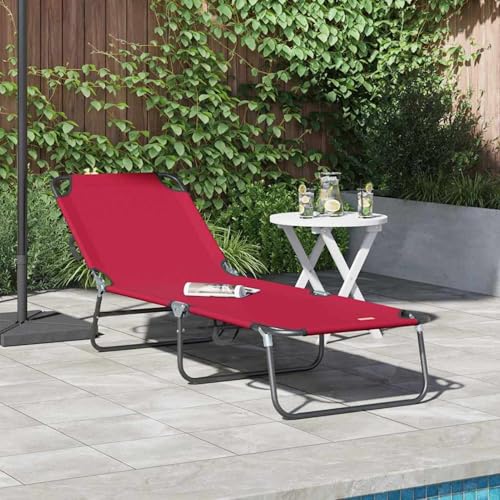 Klappbare Sonnenliege Portable Rot 600D Oxford Stoff, Gartenliegestuhl Strandliege Relaxliege für Strand Garten Terrasse Camping42003142 Klappbare Sonnenliege Portable Rot 600D Oxford Stoff, Gartenliegestuhl Strandliege Relaxliege für Strand Garten Terrasse Camping42003142 von Tidyard