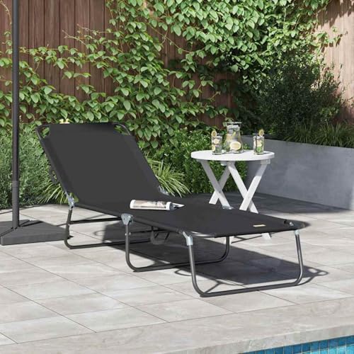 Klappbare Sonnenliege Tragbar Schwarz 600D Oxford-Gewebe, Gartenliegestuhl Strandliege Relaxliege für Strand Garten Terrasse Camping42003141 Klappbare Sonnenliege Tragbar Schwarz 600D Oxford-Gewebe, Gartenliegestuhl Strandliege Relaxliege für Strand Garten Terrasse Camping42003141 von Tidyard