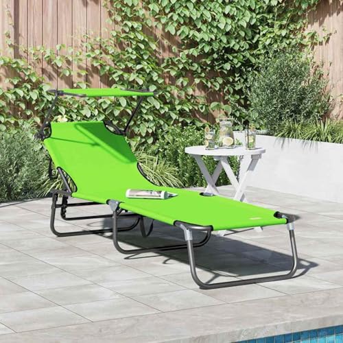Klappbare Sonnenliege mit Sonnendach Grüne 600D Oxford Stoff, Gelenkarmmarkise Außenmarkise für Terrasse Eingangsbereich Café42003132 von Tidyard