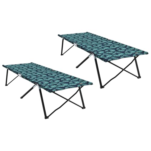 Klappbare Sonnenliegen mit Tragetaschen 2 STK. Blattmuster 600D Oxford-Stoff Gartenliegestuhl Strandliege für Strand Garten Terrasse Camping von Tidyard