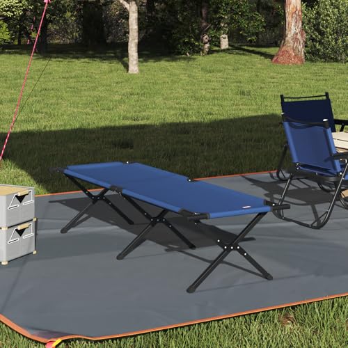 Klappbett für die Sonne mit Tragetasche Blau 600D Oxford-Gewebe Gartenliegestuhl Strandliege für Strand Garten Terrasse Camping von Tidyard