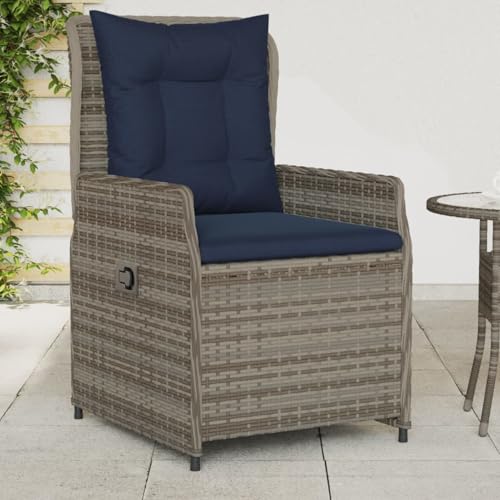 Liegende Gartenstühle 2 STK. Grau Poly Rattan, Gartenliegestuhl Strandliege Relaxliege für Strand Garten Terrasse Camping368659 von Tidyard