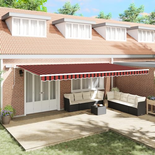 Manuelle Einziehbare Markise mit LED Orange und Braun 600x350 cm, gelenkarmmarkise von Tidyard