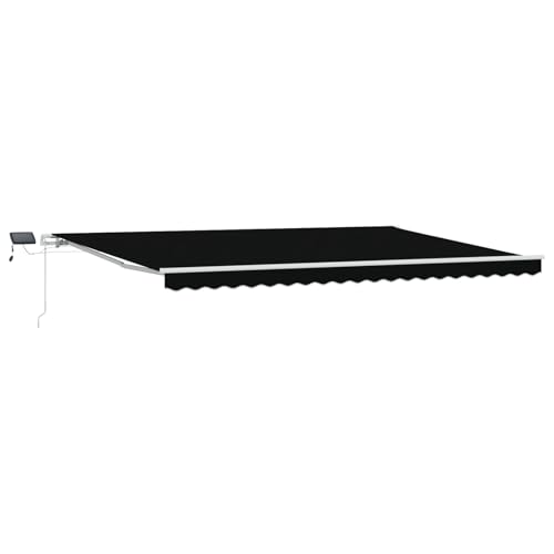 Manuelle Einziehbare Markise mit LED Schwarz 500x350 cm Gelenkarmmarkise Außenmarkise für Terrasse Eingangsbereich Café von Tidyard