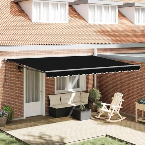 Manuelle ausziehbare Markise Schwarz 450x300 cm, Gelenkarmmarkise Außenmarkise für Terrasse Eingangsbereich Café3330967 von Tidyard