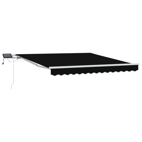 Manuelle einziehbare Markise mit LED Schwarz 350x250 cm Gelenkarmmarkise Außenmarkise für Terrasse Eingangsbereich Café von Tidyard