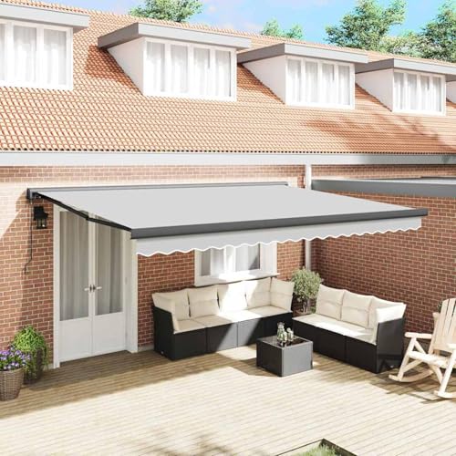 Markise Anthrazit 5 x 3 m Metall, Gelenkarmmarkise Außenmarkise für Terrasse Eingangsbereich Café145704 von Tidyard