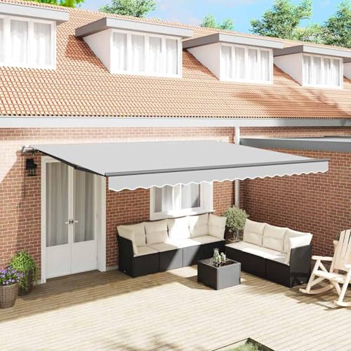 Markise Manuell Anthrazit 5 x 3 m Metall, Gelenkarmmarkise Außenmarkise für Terrasse Eingangsbereich Café313233 von Tidyard