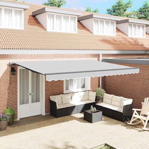 Markise Manuell Anthrazit 5 x 3 m Metall, Gelenkarmmarkise Außenmarkise für Terrasse Eingangsbereich Café313253 von Tidyard