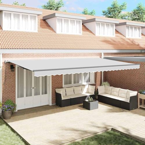 Markise Manuell Anthrazit 6 x 3 m Metall, Gelenkarmmarkise Außenmarkise für Terrasse Eingangsbereich Café313254 von Tidyard