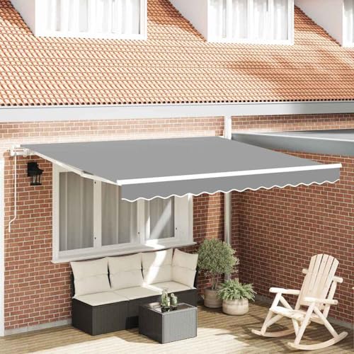 Markise Manuell Weiß 3,5 x 2,5 m Metall, Gelenkarmmarkise Außenmarkise für Terrasse Eingangsbereich Café313210 von Tidyard