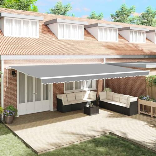 Markise Manuell Weiß 6 x 3 m Metall, Gelenkarmmarkise Außenmarkise für Terrasse Eingangsbereich Café313214 von Tidyard