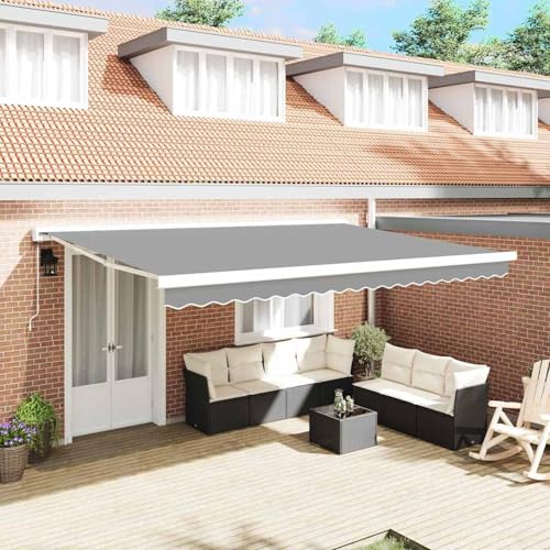 Markise Weiß 4,5 × 3 m Metall, Gelenkarmmarkise Außenmarkise für Terrasse Eingangsbereich Café145694 von Tidyard
