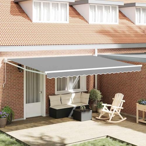 Markise Weiß 4,5 × 3 m Metall, Gelenkarmmarkise Außenmarkise für Terrasse Eingangsbereich Café362019 von Tidyard