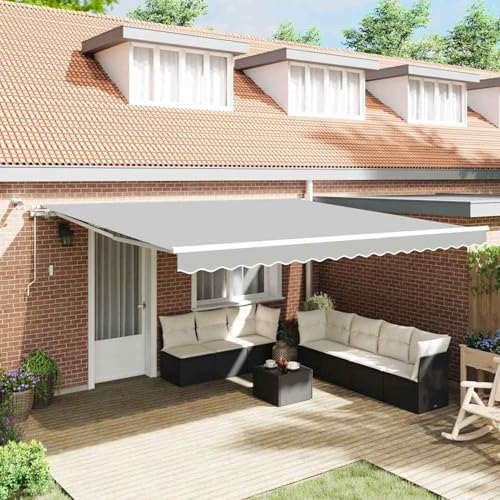 Markise Weiß 5 × 3,5 m Metall, Gelenkarmmarkise Außenmarkise für Terrasse Eingangsbereich Café313227 von Tidyard