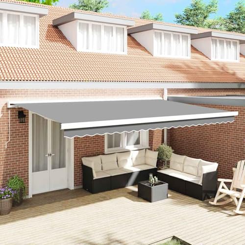 Markise Weiß 5 x 3 m Metall, Gelenkarmmarkise Außenmarkise für Terrasse Eingangsbereich Café145697 von Tidyard