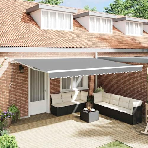 Markise Weiß 5 x 3 m Metall, Gelenkarmmarkise Außenmarkise für Terrasse Eingangsbereich Café313223 von Tidyard