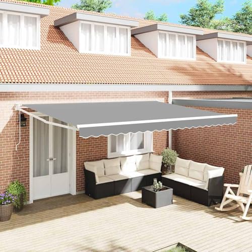 Markise Weiß 5 x 3 m Metall, Gelenkarmmarkise Außenmarkise für Terrasse Eingangsbereich Café362025 von Tidyard