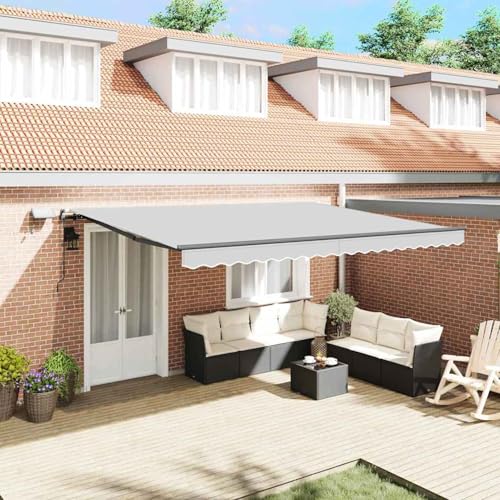 Markise mit Manuell Anthrazit 4.5 x 2.5 m Metall, Gelenkarmmarkise Außenmarkise für Terrasse Eingangsbereich Café46874 von Tidyard