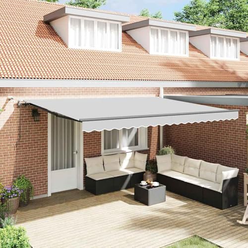 Markise mit Manuell Anthrazit 5 x 3 m Metall, Gelenkarmmarkise Außenmarkise für Terrasse Eingangsbereich Café313263 von Tidyard