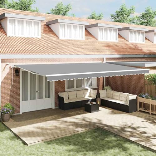 Markise mit Manuell Weiß 6 x 3 m Metall, Gelenkarmmarkise Außenmarkise für Terrasse Eingangsbereich Café313224 von Tidyard