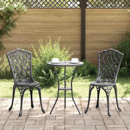 Schwarz Aluminium Standard Atmungsaktives Design Gartenstuhl, Gartenstühle Terrassenstuhl für Garten Pool Terrasse Esszimmer Gartenmöbel42002395 von Tidyard
