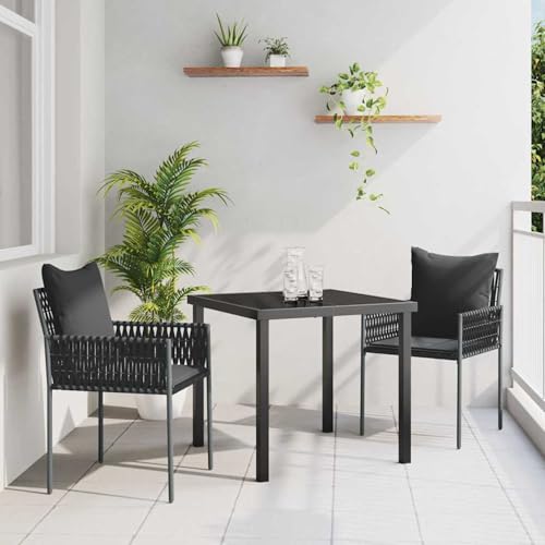 Set aus 2 Schwarz PE Rattan 54x61x83 cm Langlebig Gartenstuhl, Gartenstühle Terrassenstuhl für Garten Pool Terrasse Esszimmer Gartenmöbel3379100 von Tidyard