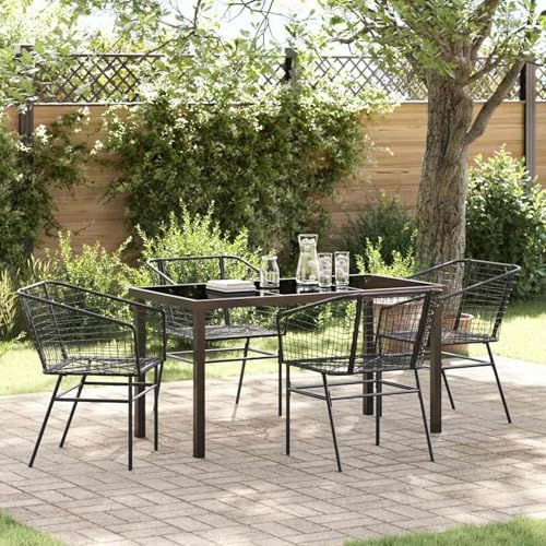 Set aus 3 Schwarz PE-Rattan, pulverbeschichteter Stahl, Gartenmöbel Essgruppe Tisch für Terrasse Hotel Garten Loungebereich3380892 Set aus 3 Schwarz PE-Rattan, pulverbeschichteter Stahl, Gartenmöbel Essgruppe Tisch für Terrasse Hotel Garten Loungebereich3380892 von Tidyard