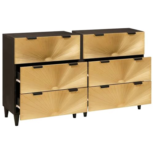 Sideboard 2 pcs Schwarz und Gold 60 x 33 x 75 cm, Küchenbuffet Stauraum Schrank Aufbewahrungsregal für Küche Esszimmer Wohnbereich3310022 Sideboard 2 pcs Schwarz und Gold 60 x 33 x 75 cm, Küchenbuffet Stauraum Schrank Aufbewahrungsregal für Küche Esszimmer Wohnbereich3310022 von Tidyard