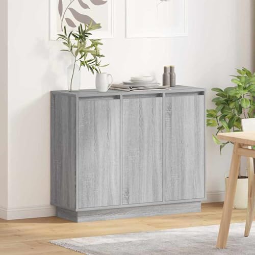 Sideboard mit LED in Grau Sonoma, 90x32x75 cm, aus Holzwerkstoff, Küchenbuffet Stauraum Schrank Aufbewahrungsregal für Küche Esszimmer Wohnbereich869679 Sideboard mit LED in Grau Sonoma, 90x32x75 cm, aus Holzwerkstoff, Küchenbuffet Stauraum Schrank Aufbewahrungsregal für Küche Esszimmer Wohnbereich869679 von Tidyard