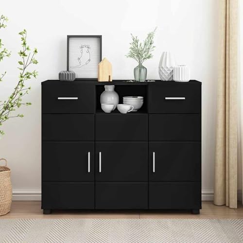 Sideboard mit Tür Schwarz 88.5 x 30.5 x 73 cm Holzwerkstoff, Küchenbuffet Stauraum Schrank Aufbewahrungsregal für Küche Esszimmer Wohnbereich880282 Sideboard mit Tür Schwarz 88.5 x 30.5 x 73 cm Holzwerkstoff, Küchenbuffet Stauraum Schrank Aufbewahrungsregal für Küche Esszimmer Wohnbereich880282 von Tidyard