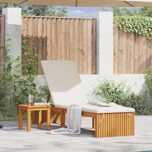 Sonnenliege 200x55x30 cm aus massivem Akazienholz, Gartenliegestuhl Strandliege Relaxliege für Strand Garten Terrasse Camping4108114 von Tidyard