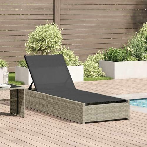 Sonnenliege Beige 60x200x27 cm Poly Rattan, Gartenliegestuhl Strandliege Relaxliege für Strand Garten Terrasse Camping42004127 von Tidyard