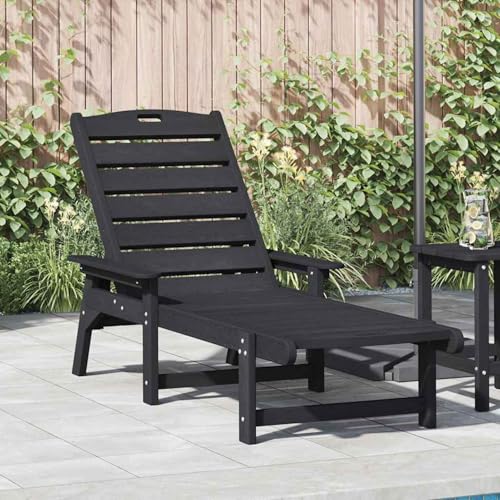 Sonnenliege Schwarz 53x162x98.5 cm HDPE, Gartenliegestuhl Strandliege Relaxliege für Strand Garten Terrasse Camping42006639 von Tidyard