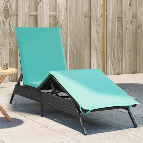 Sonnenliege mit Kissen Schwarz Poly Rattan, Gartenliegestuhl Strandliege Relaxliege für Strand Garten Terrasse Camping4002709 von Tidyard