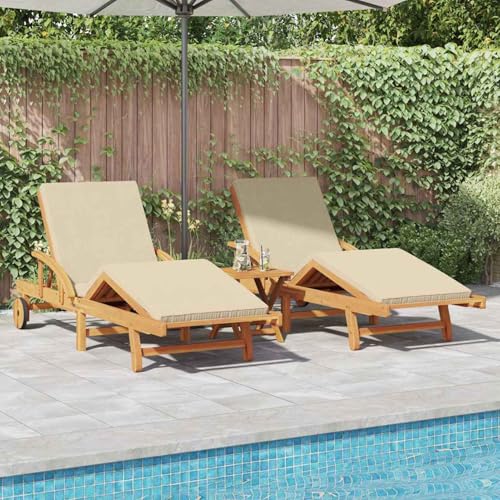 Sonnenliegen 2 Stück mit Kissen und Rädern Beige aus Massivholz Akazie, Gartenliegestuhl Strandliege Relaxliege für Strand Garten Terrasse Camping3325178 Sonnenliegen 2 Stück mit Kissen und Rädern Beige aus Massivholz Akazie, Gartenliegestuhl Strandliege Relaxliege für Strand Garten Terrasse Camping3325178 von Tidyard