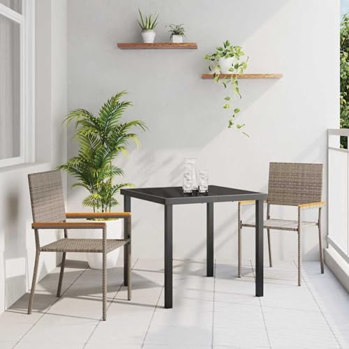 Stapelbare Gartenstühle mit Kissen 2er-Set Grau Poly Rattan, Gartenstühle Terrassenstuhl für Garten Pool Terrasse Esszimmer Gartenmöbel42006826 von Tidyard