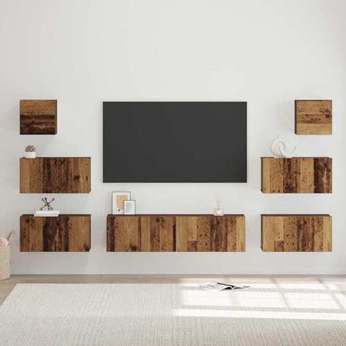 TV-Schrank-Set 8 pcs Altholz 60 x 30 x 30 cm Holzwerkstoff, Wohnwand Kombination TV-Bank für Wohnzimmer Büro Home-Cinema3393153 TV-Schrank-Set 8 pcs Altholz 60 x 30 x 30 cm Holzwerkstoff, Wohnwand Kombination TV-Bank für Wohnzimmer Büro Home-Cinema3393153 von Tidyard